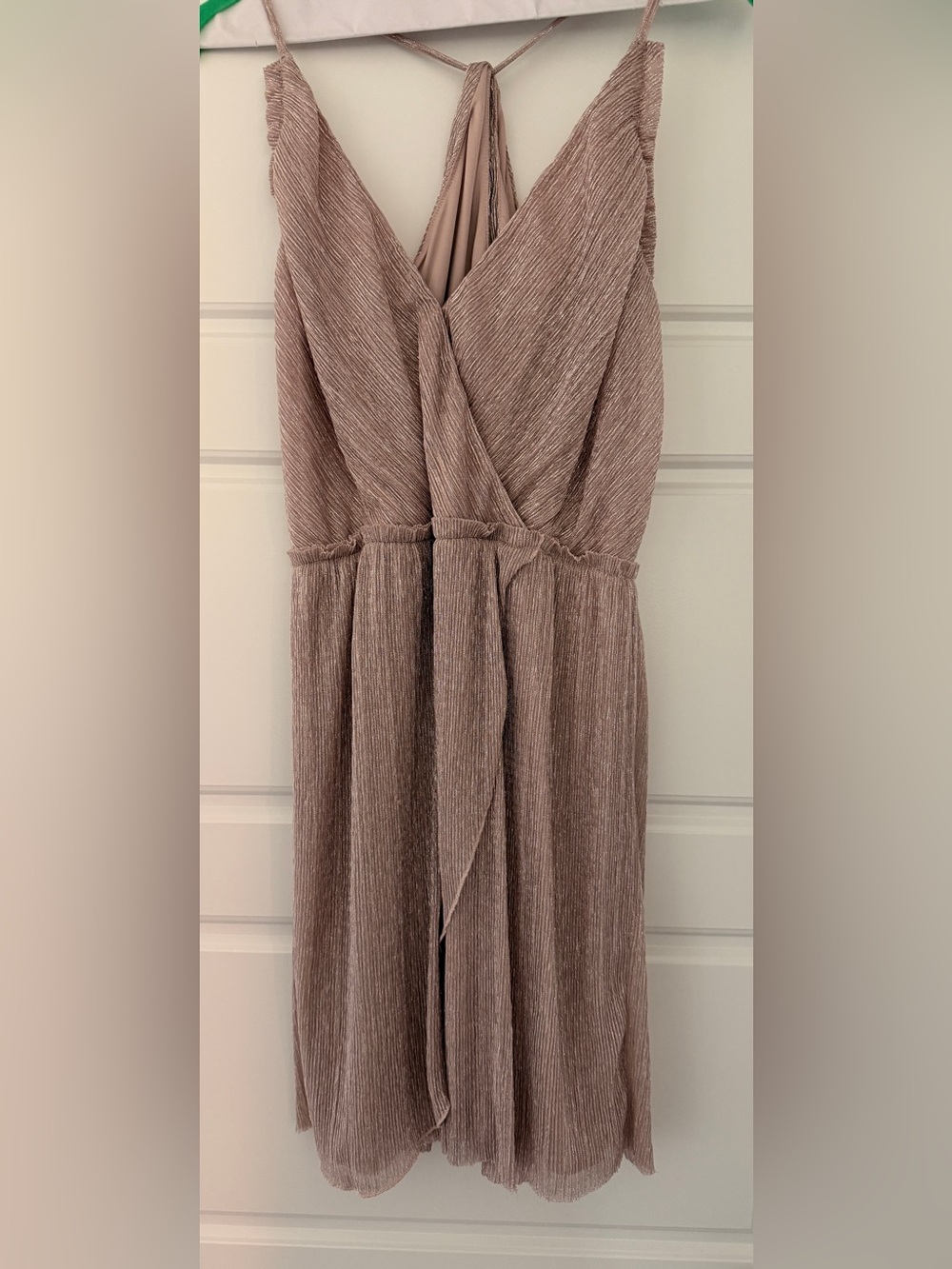 Express Metallic Pleated Dress in Dusty Pink - Med